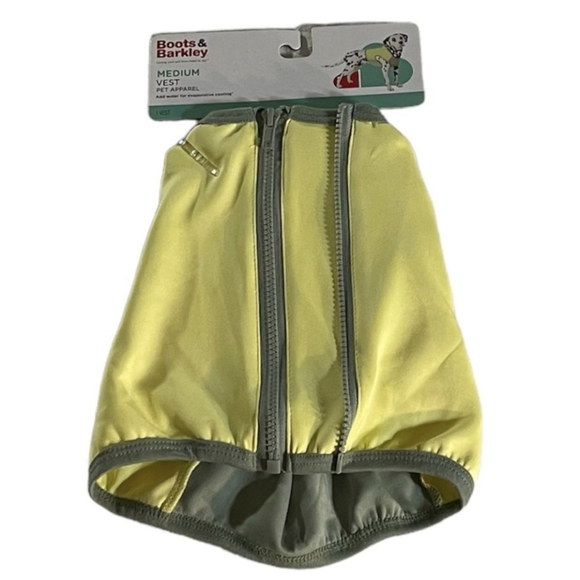 NWT Boots & Barkley Cooling Dog Vest w Zip Center Back Dog Yellow & Gray MEDIUM - Picture 2 of 7